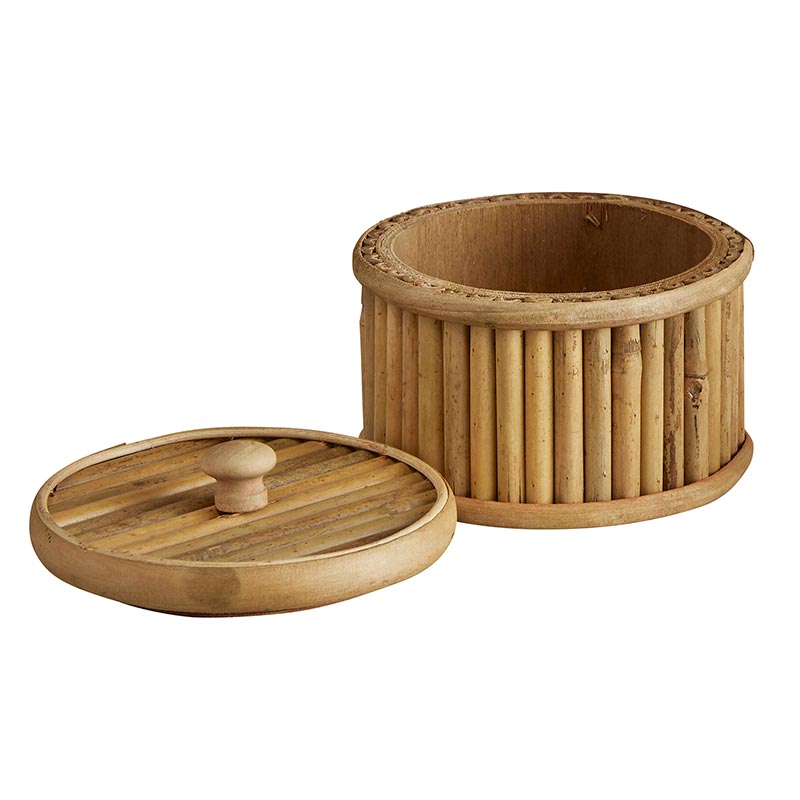 Bamboo round box with lid - Bombay Mercantile