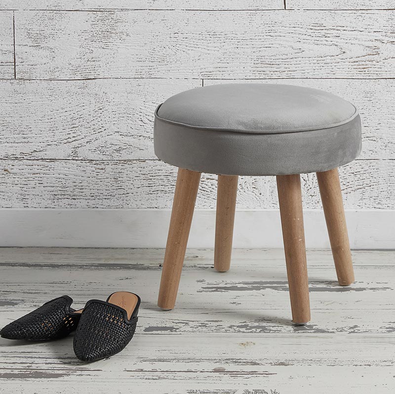 Velvet Footstool - Bombay Mercantile