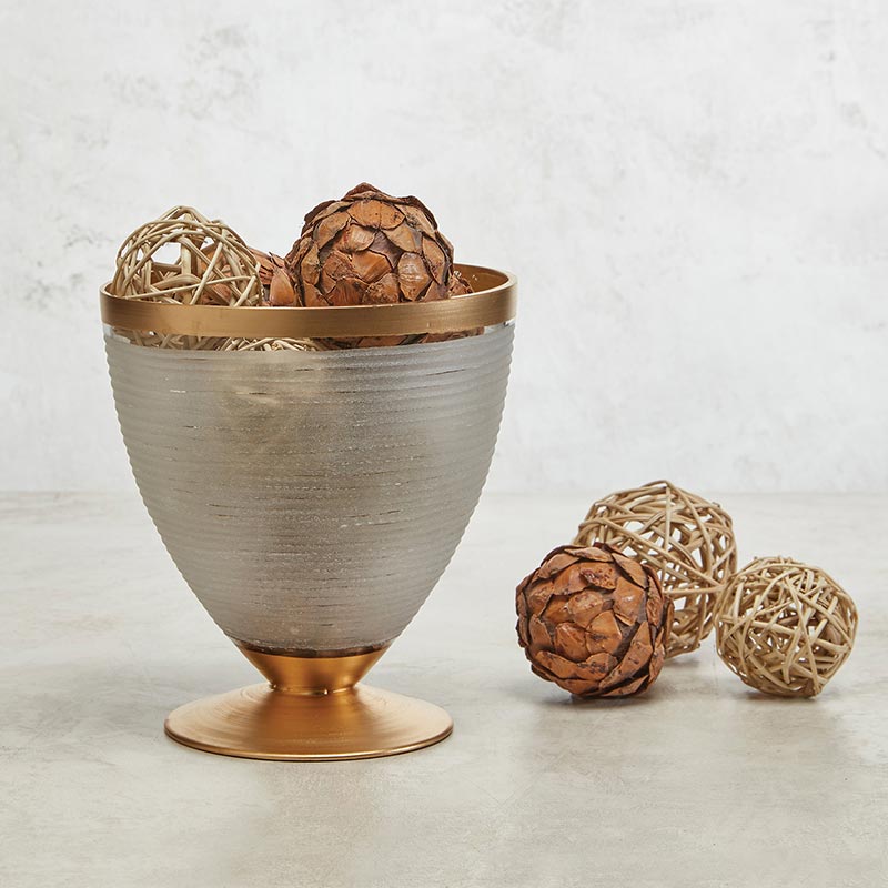Clear Vase Gold Base - Bombay Mercantile