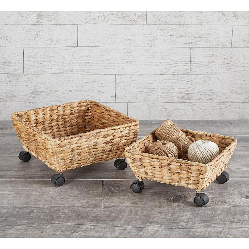Woven Basket Wheels - Set of 2 - Bombay Mercantile