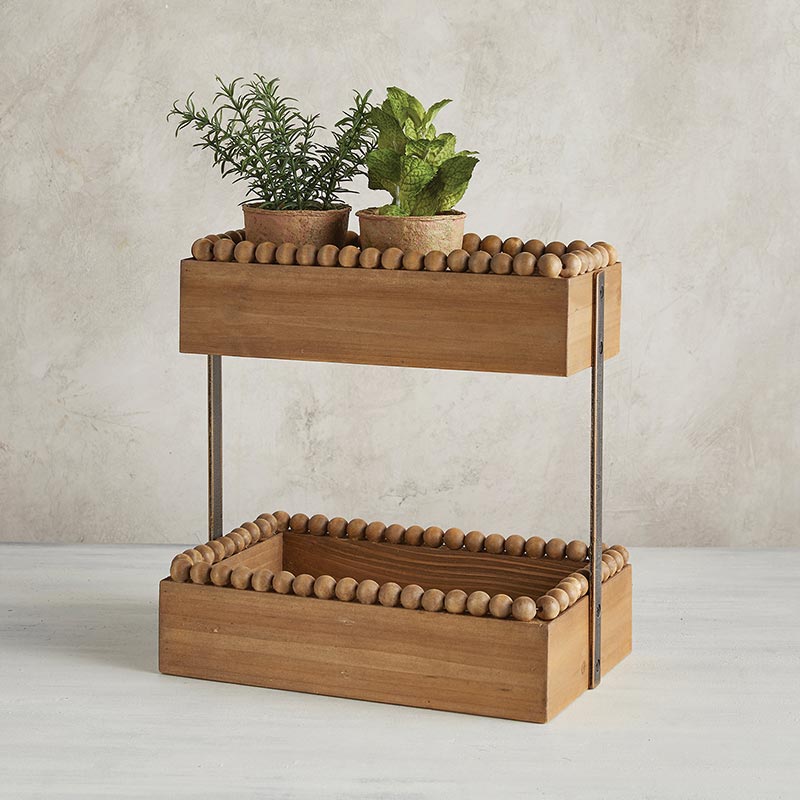 Two-Tier Beaded Shelves - Bombay Mercantile