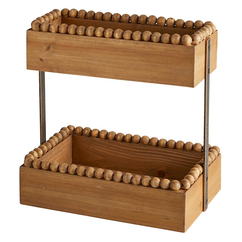 Two-Tier Beaded Shelves - Bombay Mercantile