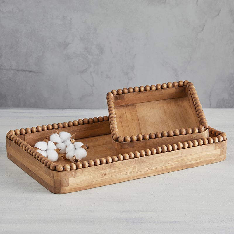 Beaded Square Basket - Set of 2 - Bombay Mercantile
