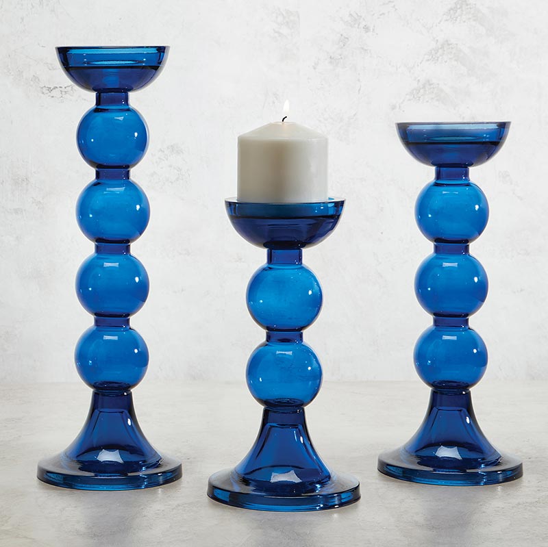 Blue Candle Holder - Bombay Mercantile