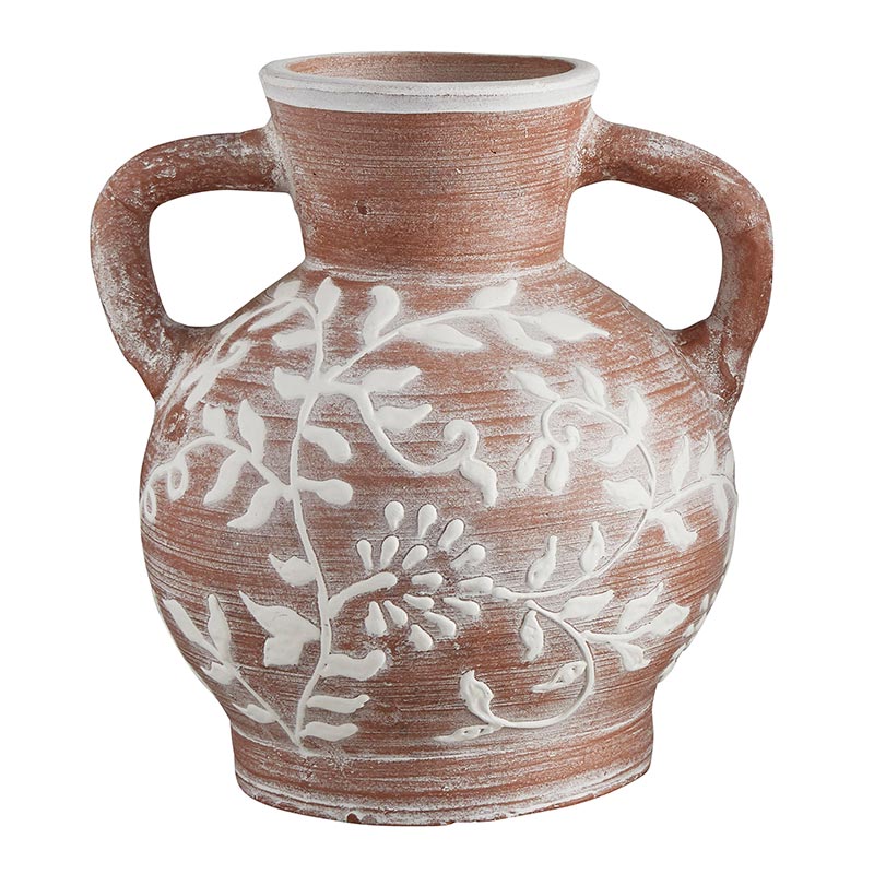 Floral Terracotta Vase - Bombay Mercantile