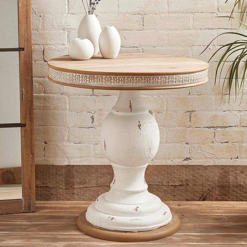 White Round Side Table - Bombay Mercantile