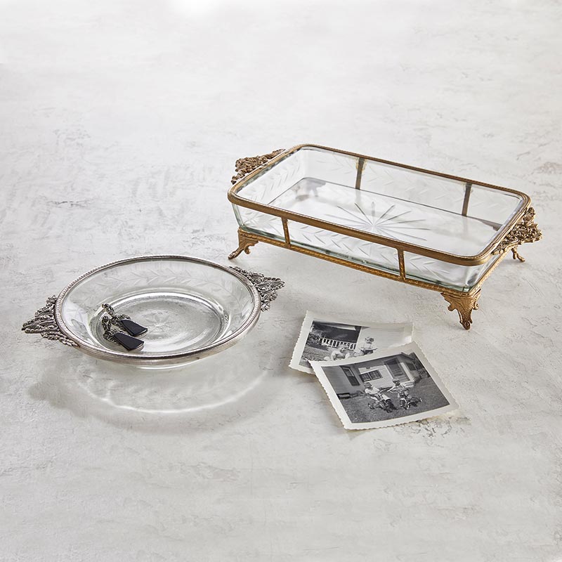 Gold Rim Rectangular Tray - Bombay Mercantile