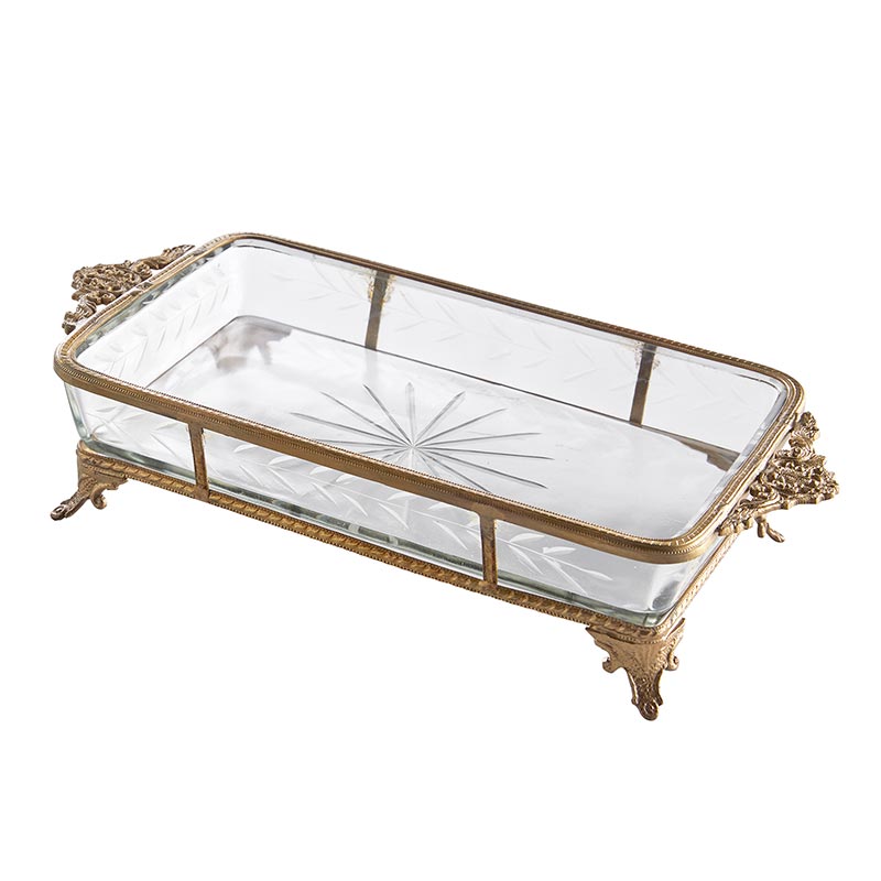 Gold Rim Rectangular Tray - Bombay Mercantile