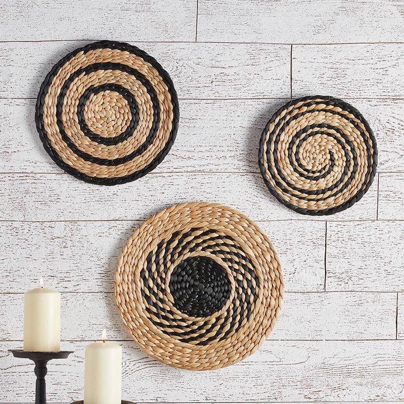 Flat Wall Baskets - Set of 3 - Bombay Mercantile