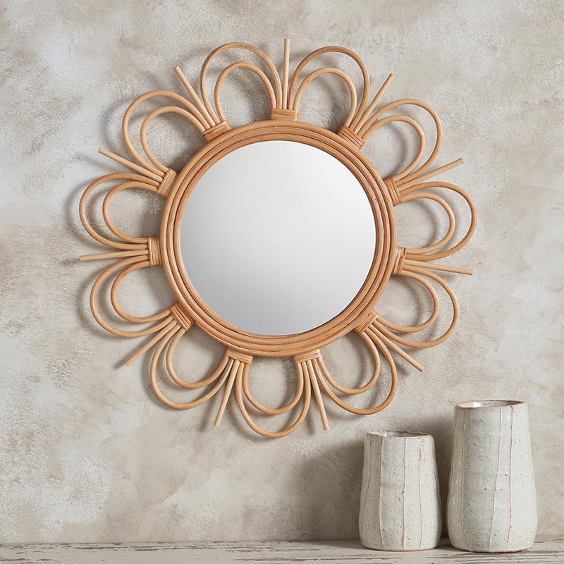 Rattan Flower Mirror - Bombay Mercantile