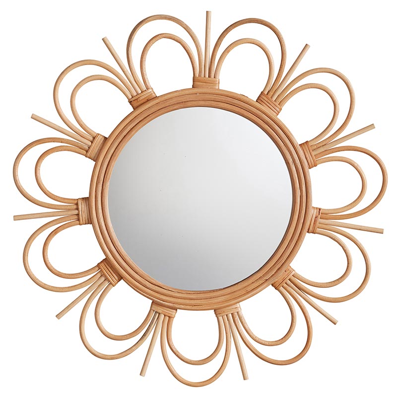 Rattan Flower Mirror - Bombay Mercantile