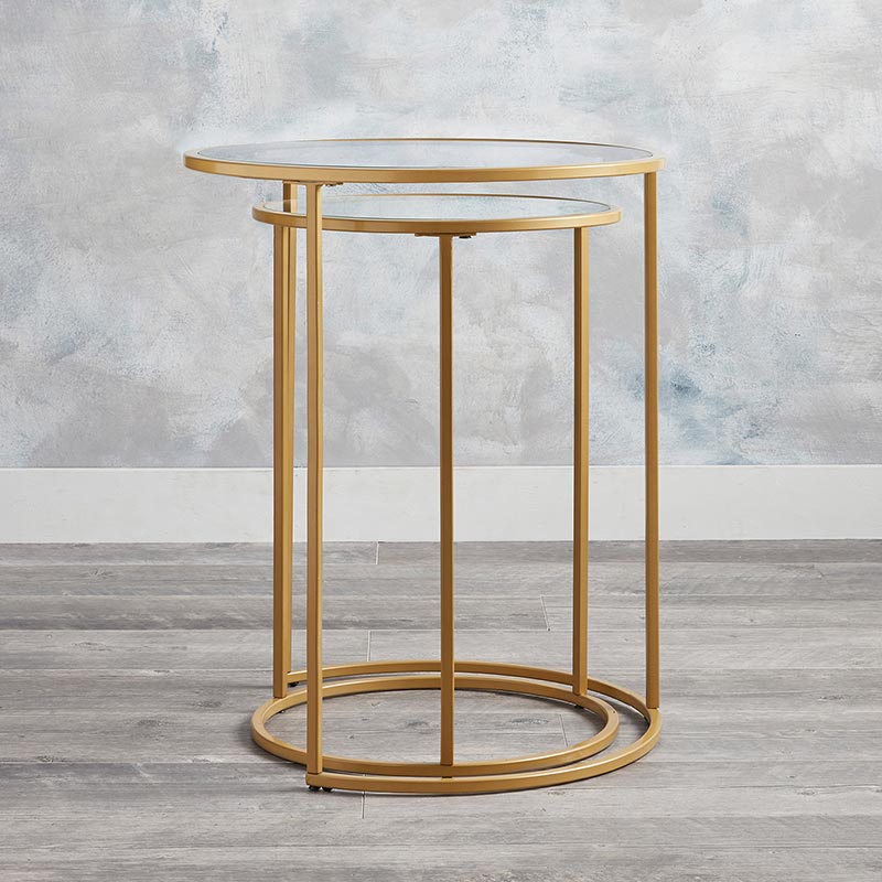 Glass Top Nested Tables - Set of 2 - Bombay Mercantile
