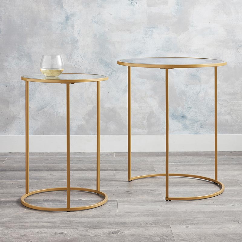 Glass Top Nested Tables - Set of 2 - Bombay Mercantile