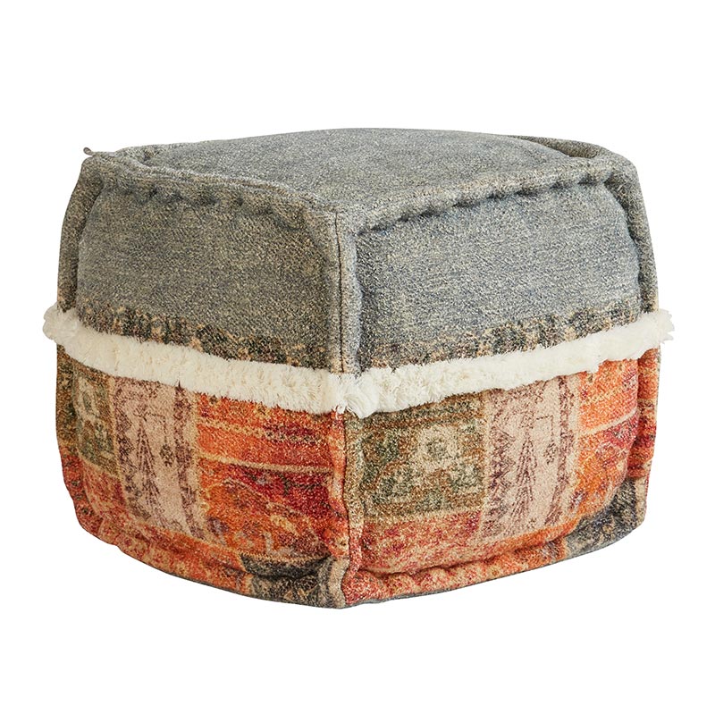 Tufted Embroidery Pouf - Bombay Mercantile