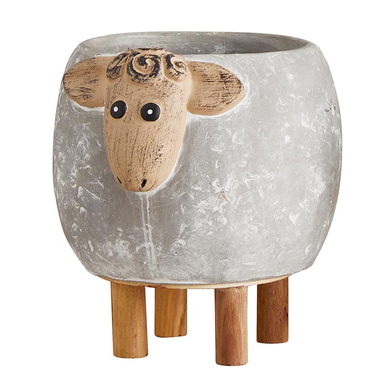 Wood Leg Sheep Pot - Bombay Mercantile