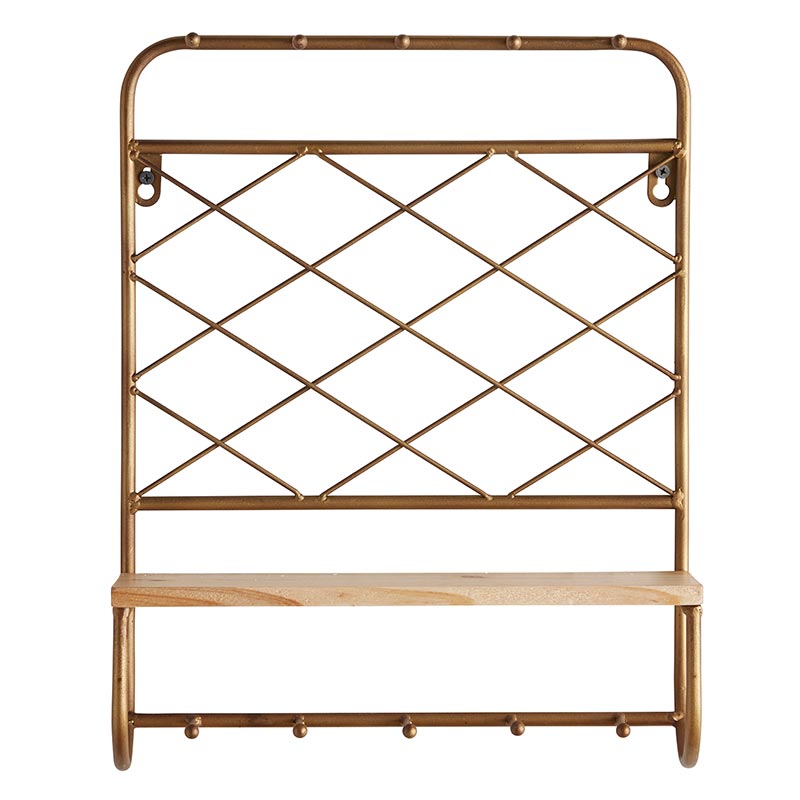 Grid Brass Shelf - Bombay Mercantile