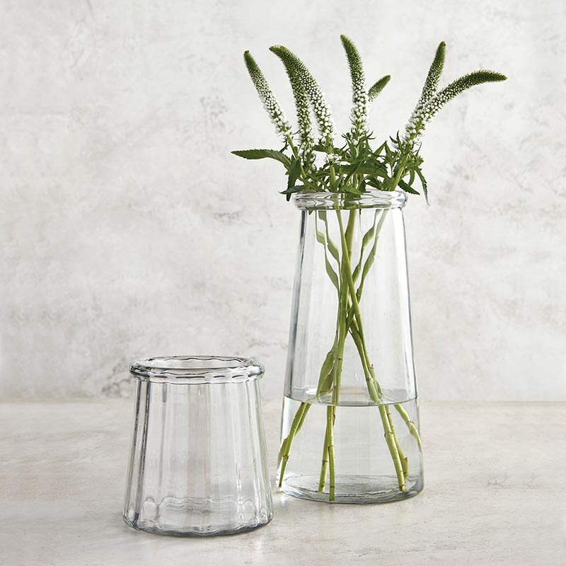 Glass Vase Tall Ridges - Bombay Mercantile