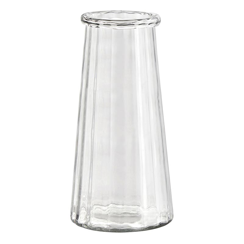 Glass Vase Tall Ridges - Bombay Mercantile