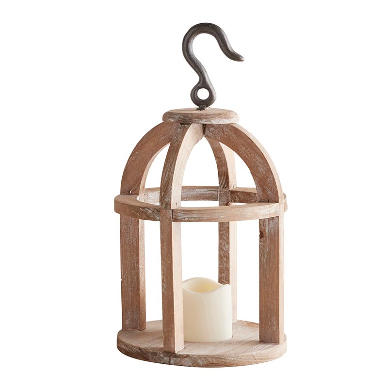 Wood Lantern With Hook - Bombay Mercantile