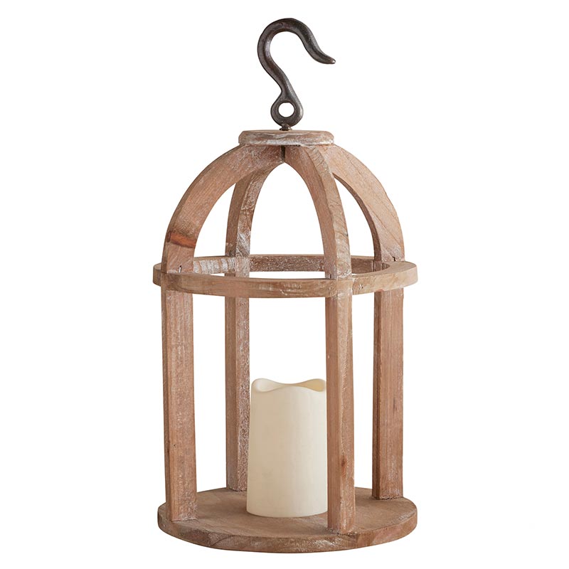 Wood Lantern With Hook - Bombay Mercantile