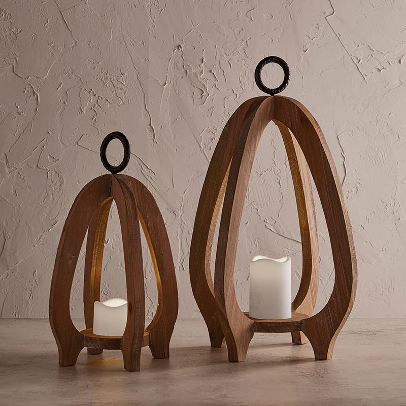 Wood Lantern - Bombay Mercantile