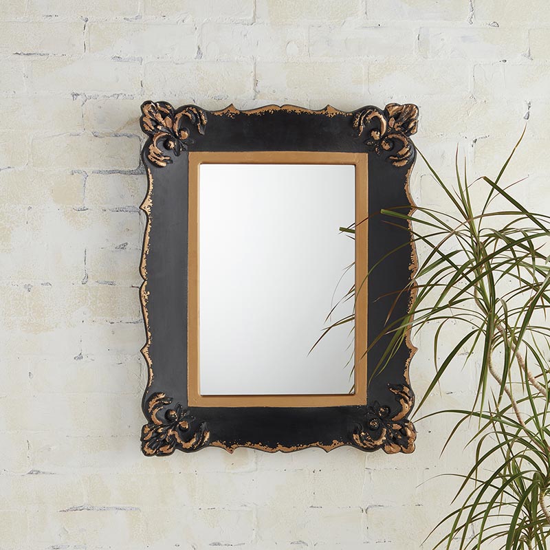Ornate Black/Gold Mirror - Bombay Mercantile