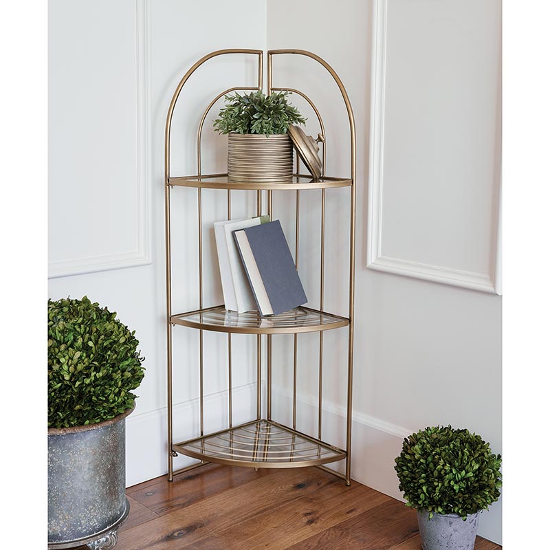 Gold Metal Corner Shelf - Bombay Mercantile