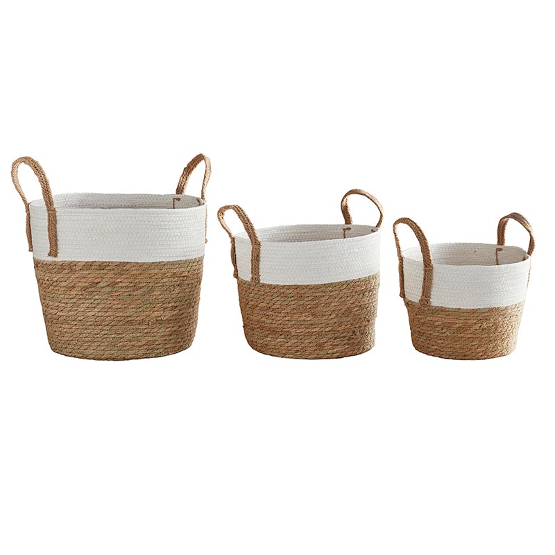 Tall Cream Baskets - Set of 3, In increments of 2 - Bombay Mercantile