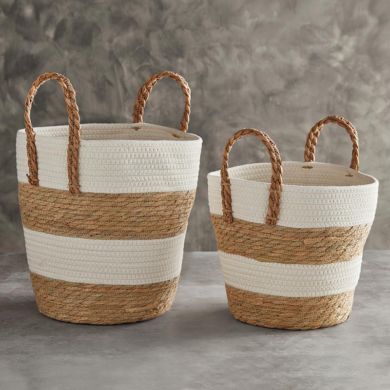 Braid Handle Basket - Set of 2, In increments of 2 - Bombay Mercantile