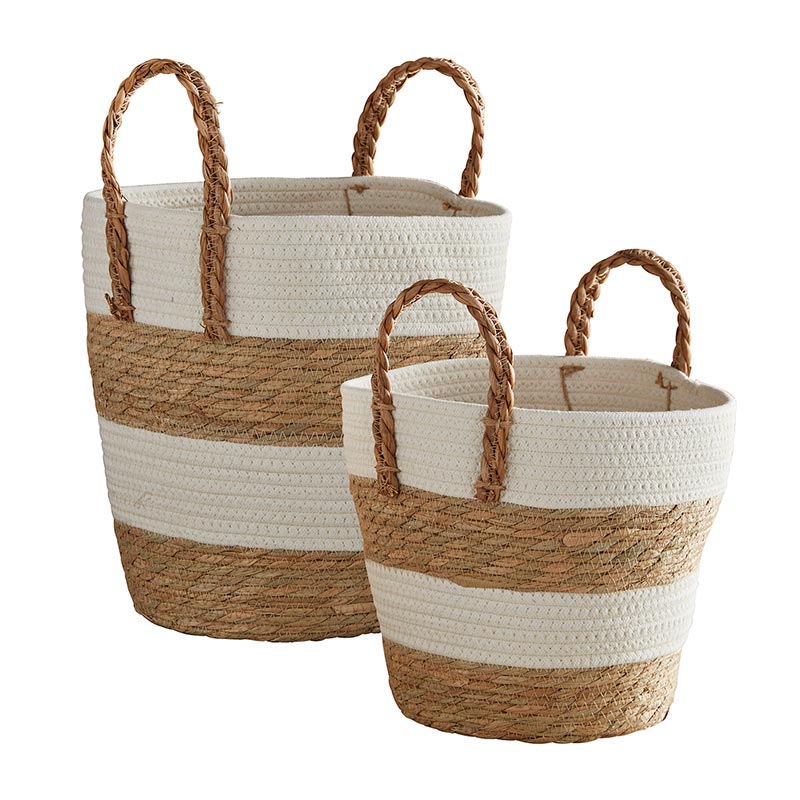 Braid Handle Basket - Set of 2, In increments of 2 - Bombay Mercantile