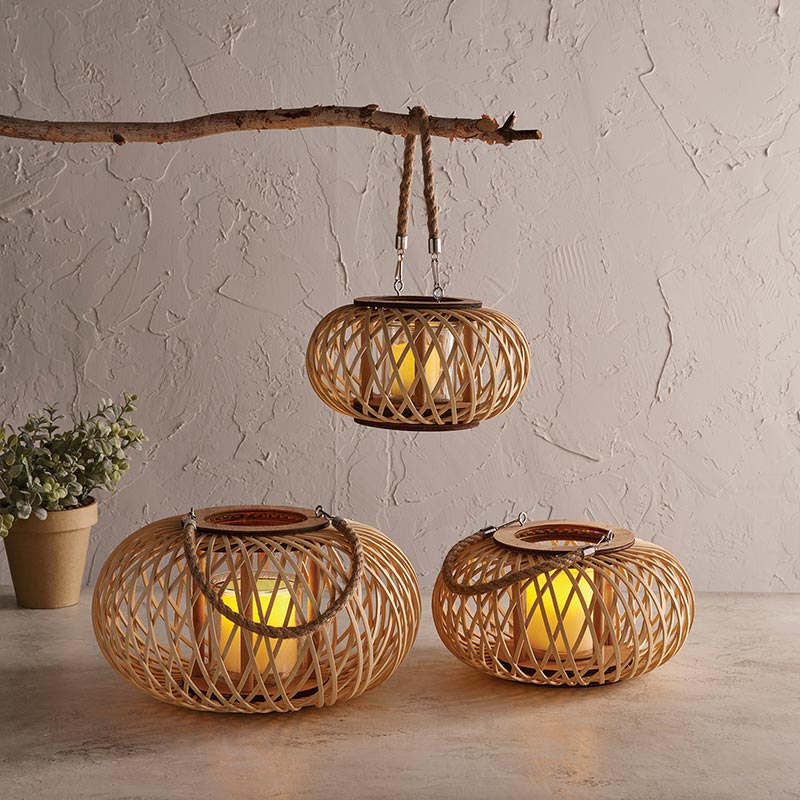 Round Tan Lantern - Bombay Mercantile