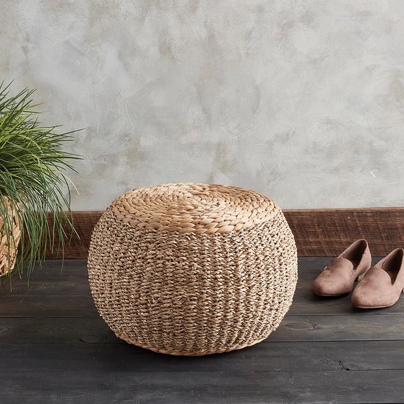 Round Seagrass Pouf - Bombay Mercantile