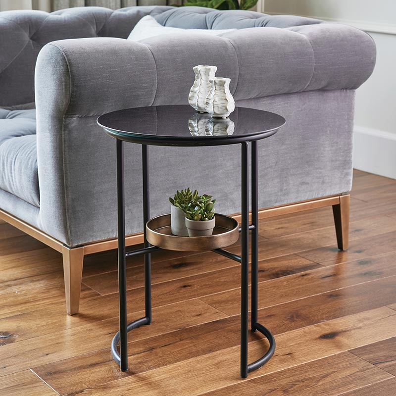 Glass Top 2-Tier Table - Bombay Mercantile