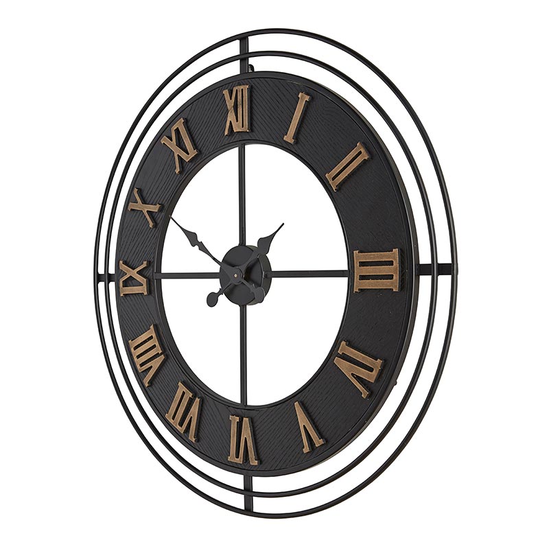 Black Metal Modern Wall Clock - Bombay Mercantile