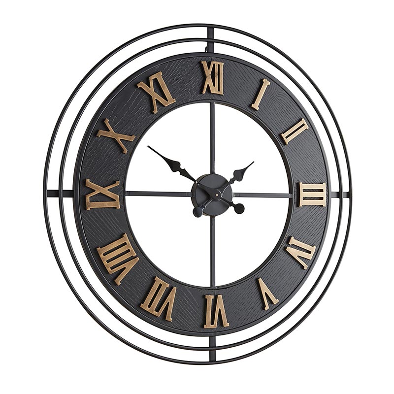 Black Metal Modern Wall Clock - Bombay Mercantile