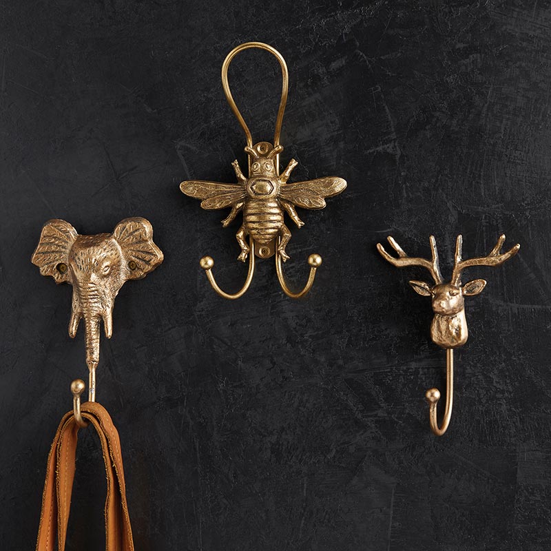 Gold Metal Deer Hook - Bombay Mercantile