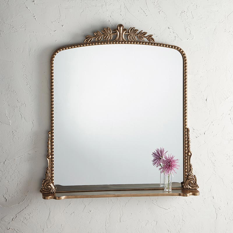 Gold Floral Rimmed Mirror - Bombay Mercantile