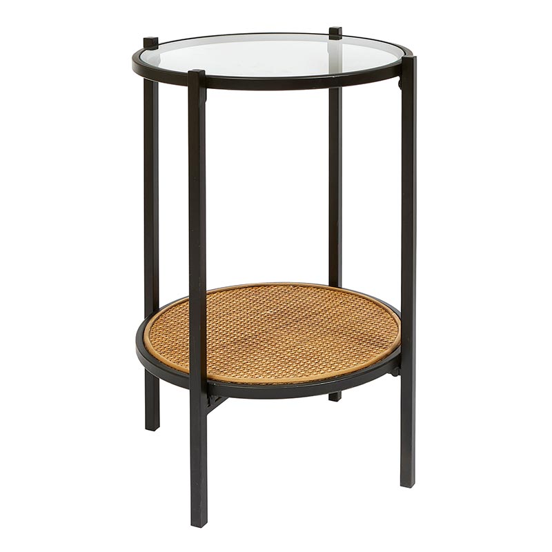 Glass Rattan Accent Table - Bombay Mercantile
