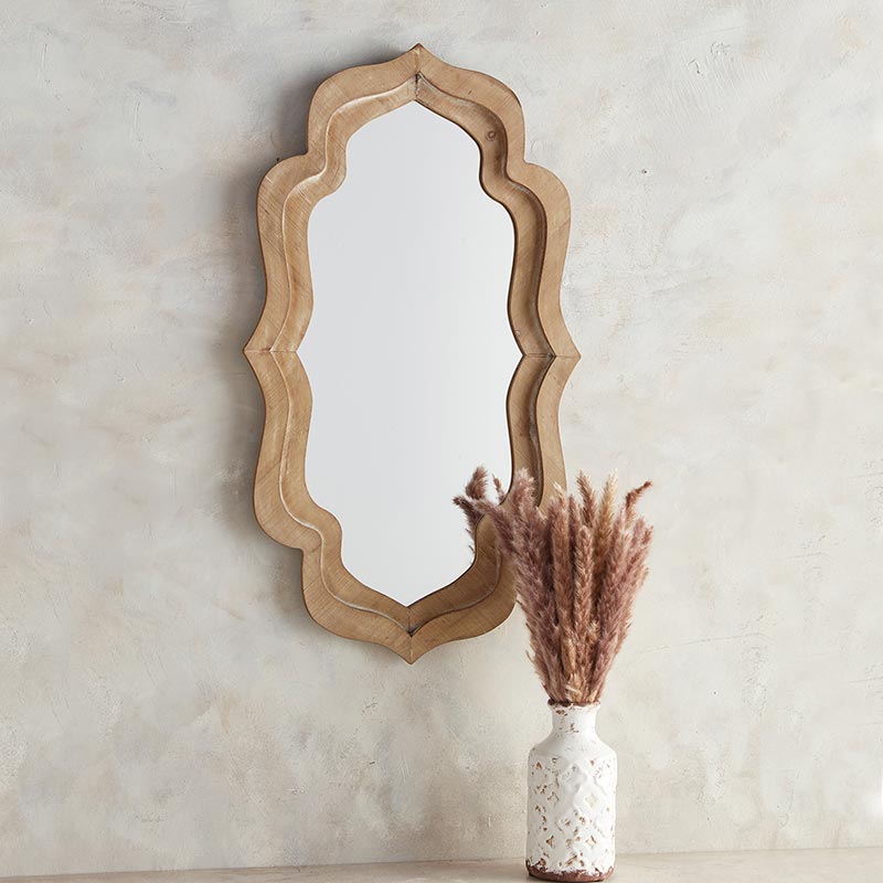 Wavy Wood Mirror - Bombay Mercantile