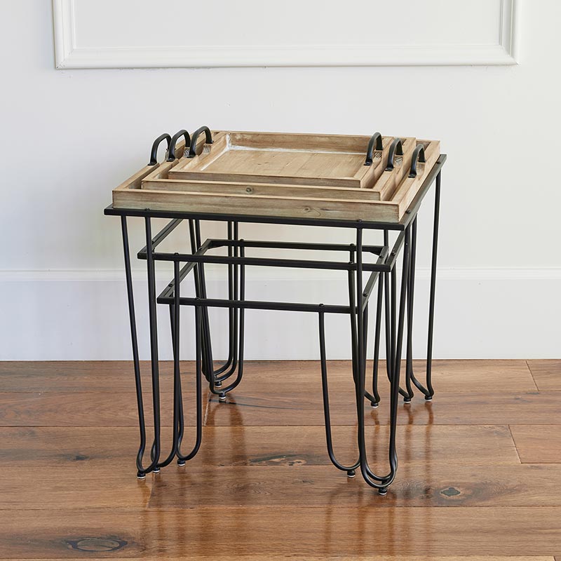 Square Tray Nested Tables - Set of 3 - Bombay Mercantile