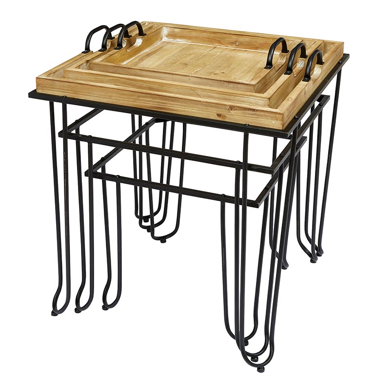 Square Tray Nested Tables - Set of 3 - Bombay Mercantile