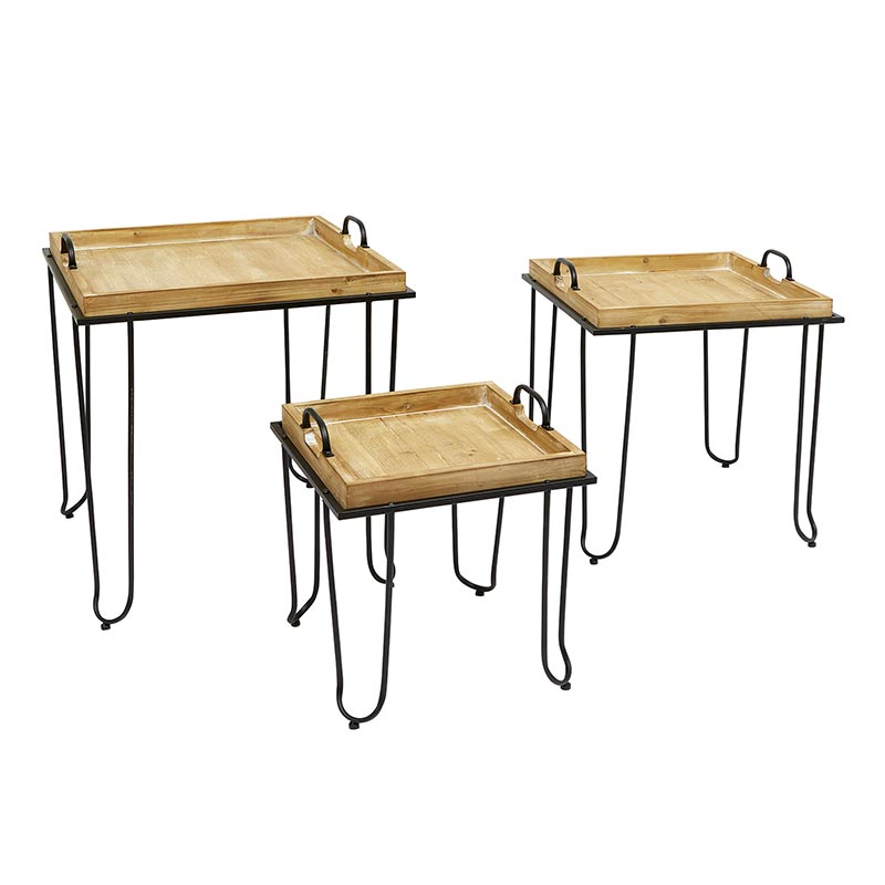 Square Tray Nested Tables - Set of 3 - Bombay Mercantile