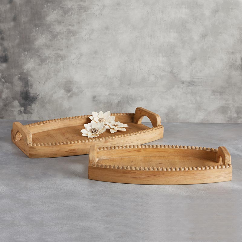 Beaded Wood Trays - Bombay Mercantile
