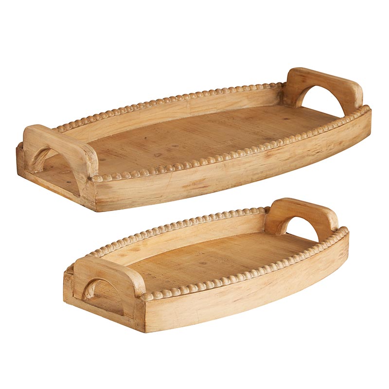 Beaded Wood Trays - Bombay Mercantile