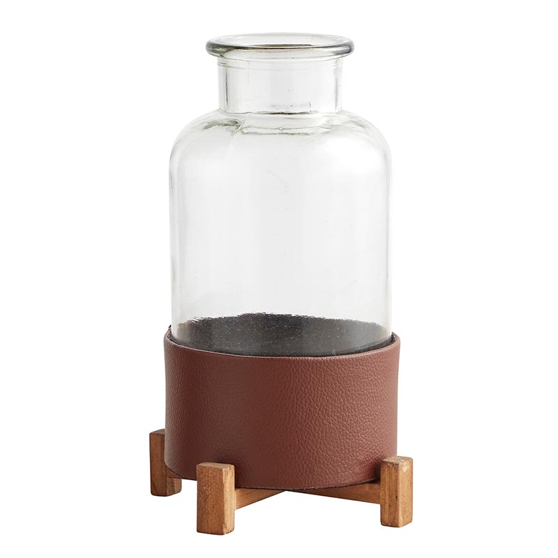 Glass Vase with Faux Leather - Bombay Mercantile