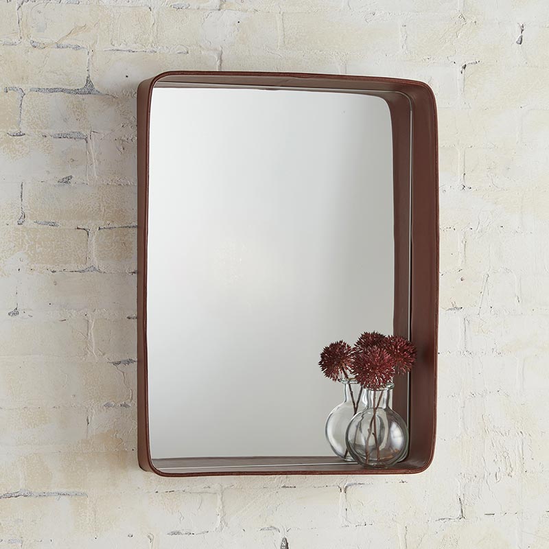 Faux Leather Rim Mirror - Bombay Mercantile