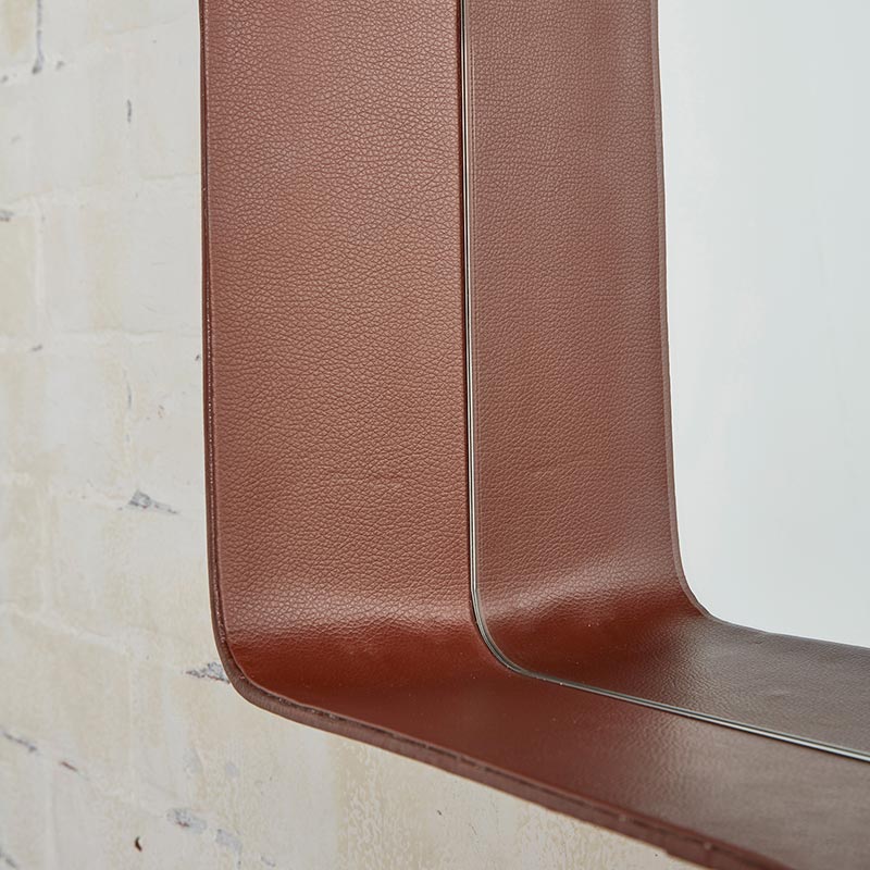 Faux Leather Rim Mirror - Bombay Mercantile