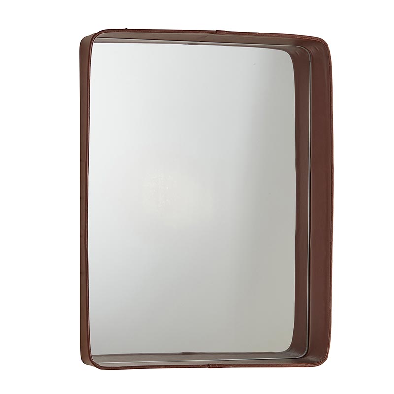 Faux Leather Rim Mirror - Bombay Mercantile