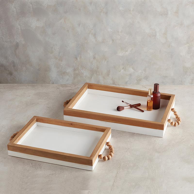 Rectangle Beaded Trays - Set of 2 - Bombay Mercantile