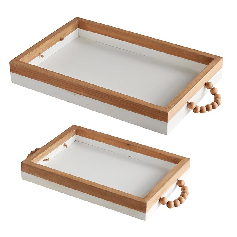 Rectangle Beaded Trays - Set of 2 - Bombay Mercantile